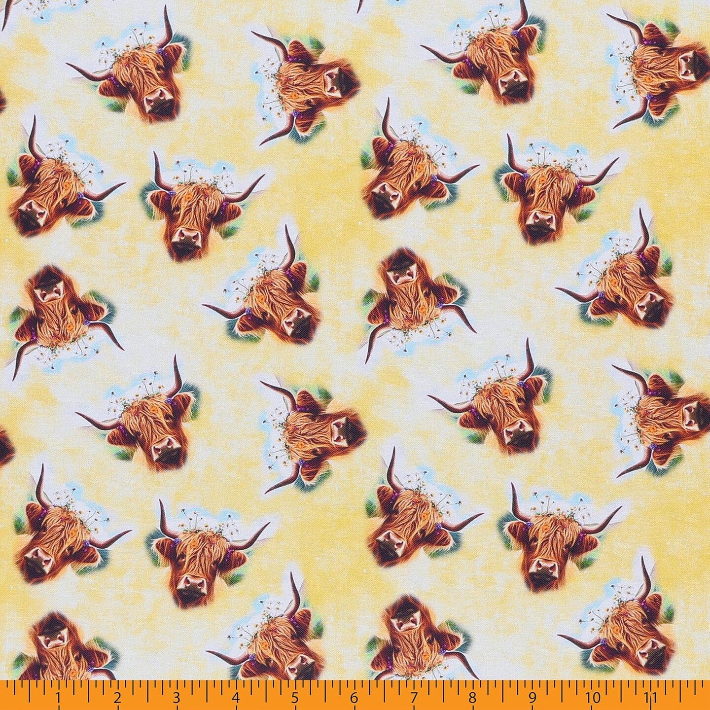 Mook Fabrics Highland Cow Cotton Fabric [45in. Wide] - By The Yard