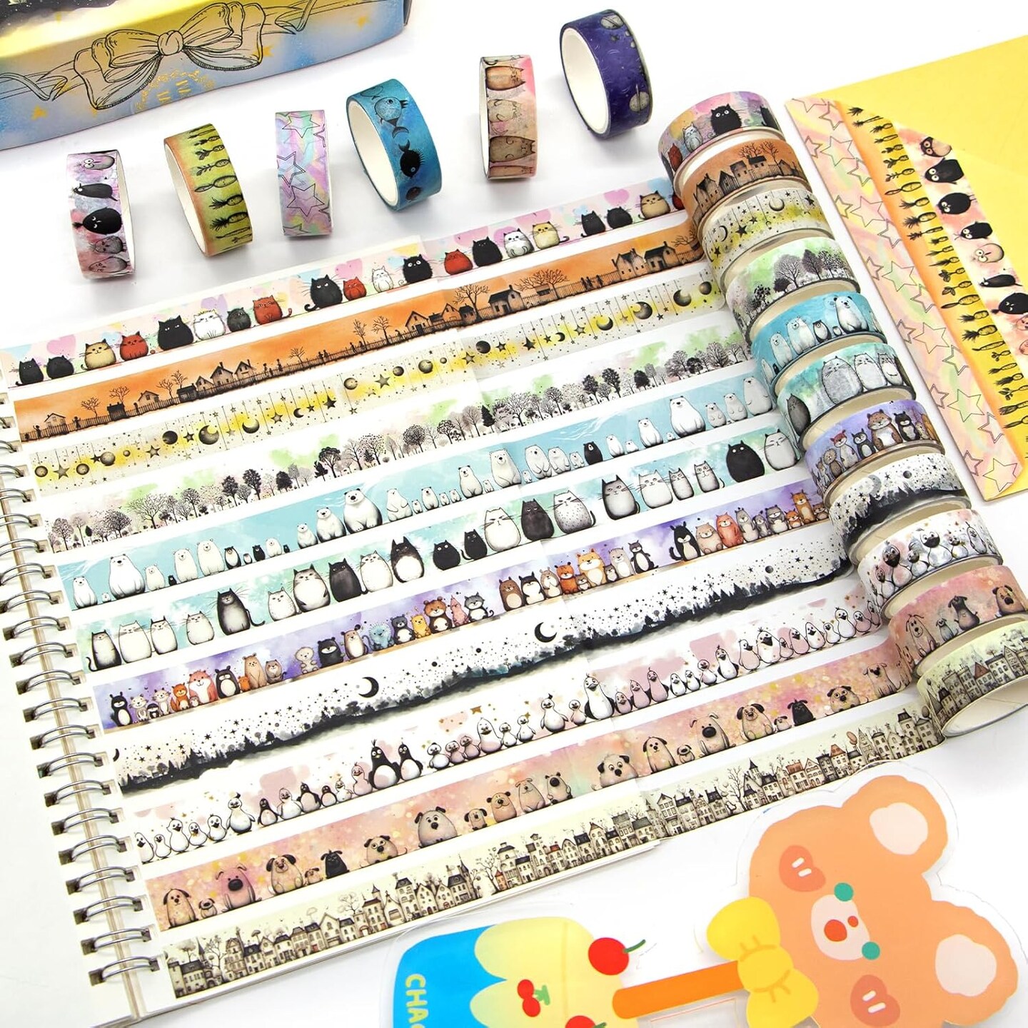 Cute Washi Tape Set - 24 Rolls Kawaii Animals
