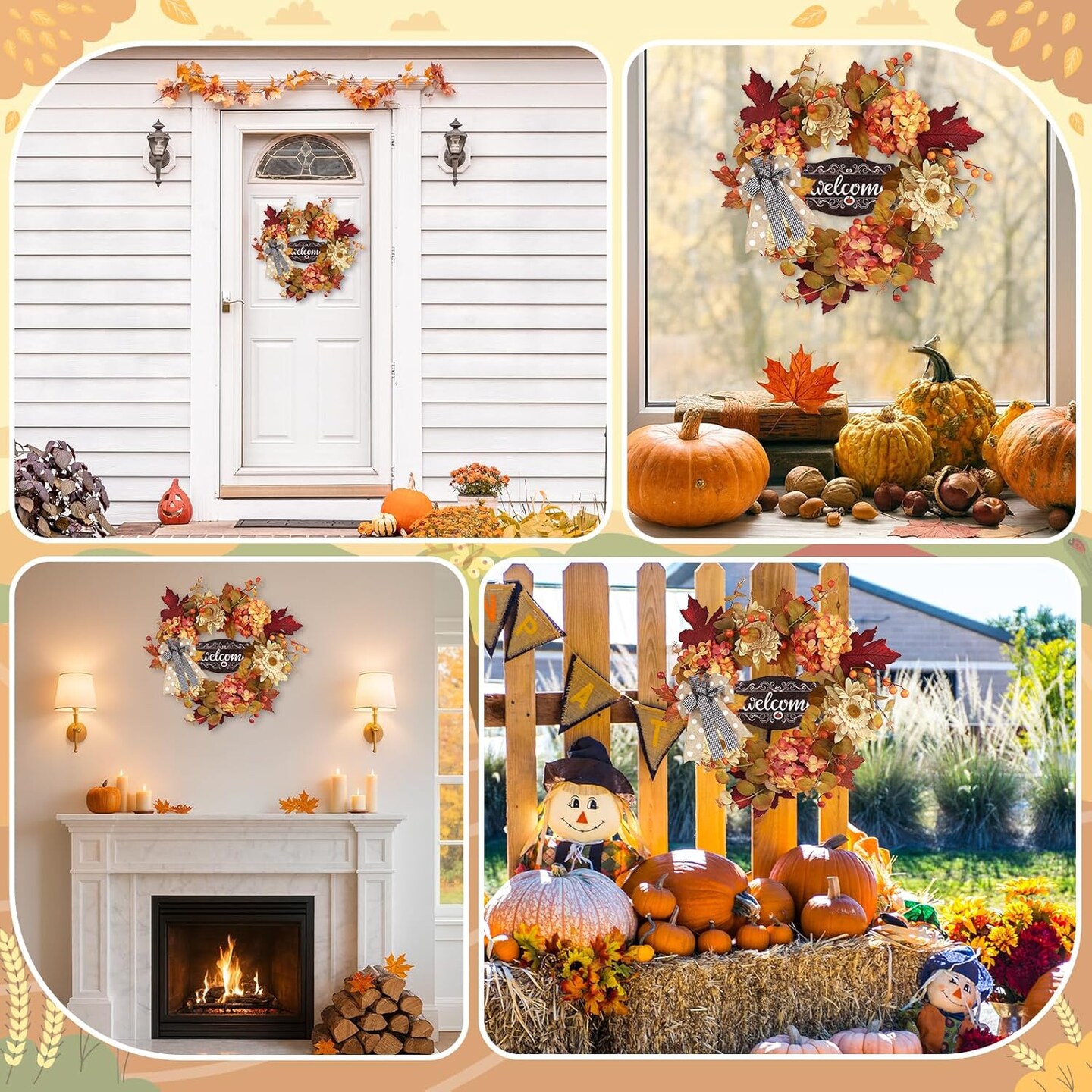 Fall Wreaths for Front Door(Wreath Autumn)5"D x 20"W x 20"H