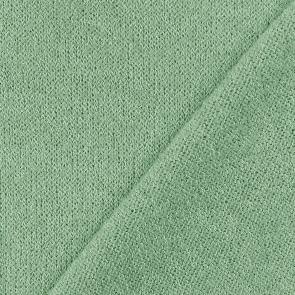 Sugar Cream Green-White Texture Stretch Poly Jersey Knit Fabric By the Yard