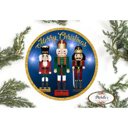 Blue Nutcracker Merry Christmas Sign