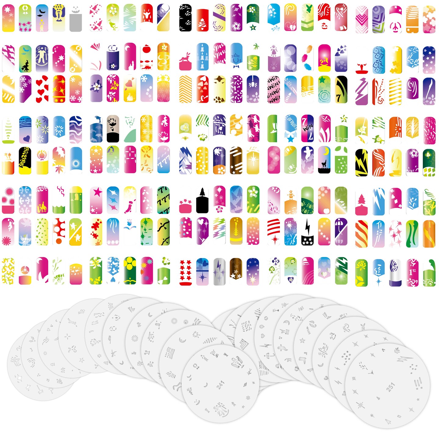 Airbrush Nail Stencils - Nail Art Stencils Series #13: 340 Unique Designs from 20 Individual Templates