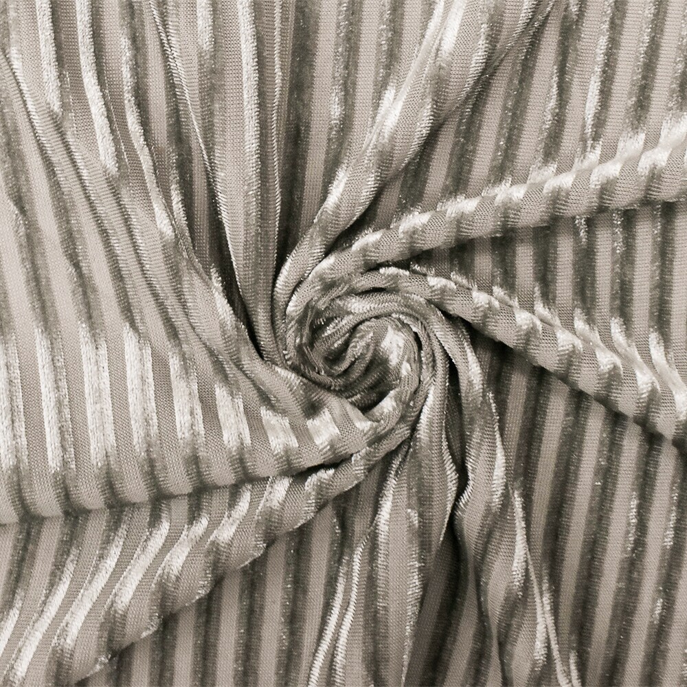 Gray Stripe Burnout Stretch Poly Spandex Velvet Knit Fabric By the Yard