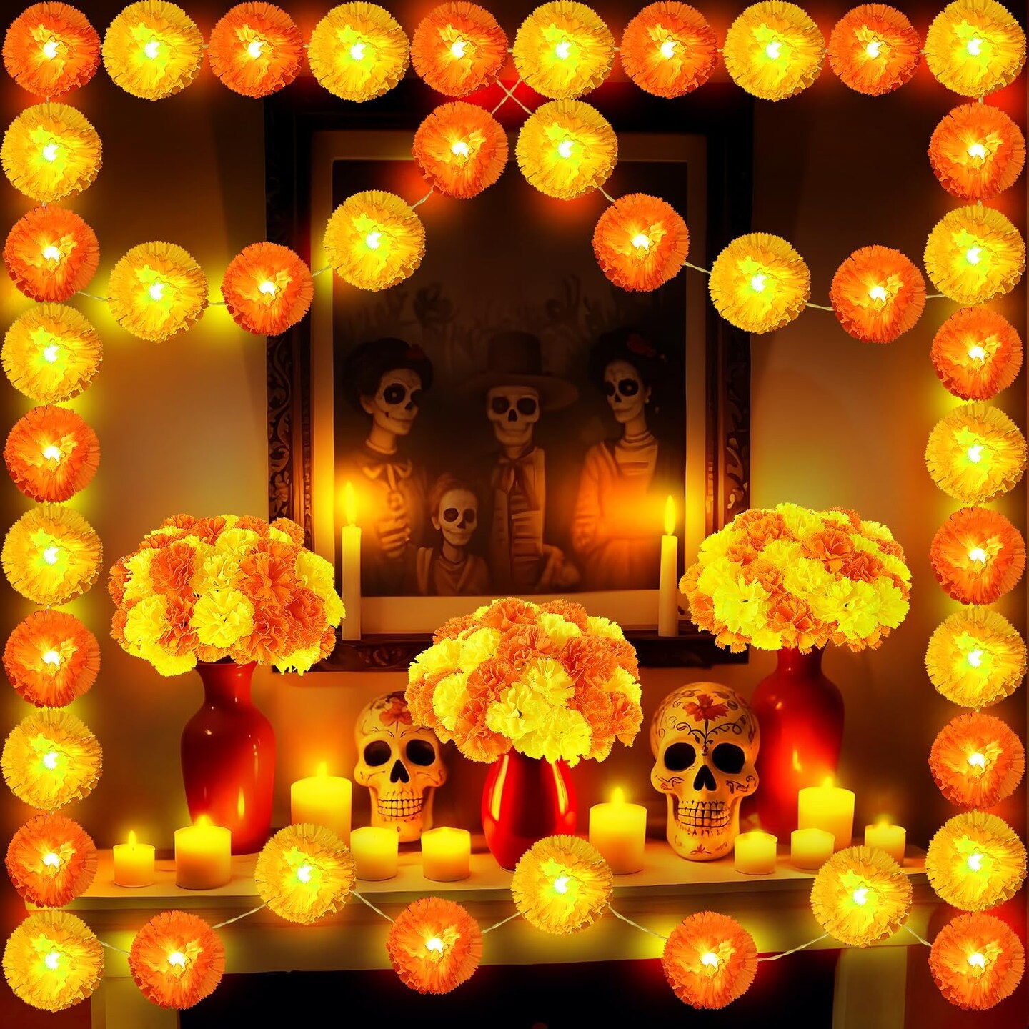 Marigold Flowers for Day of The Dead Decorations (Orange)