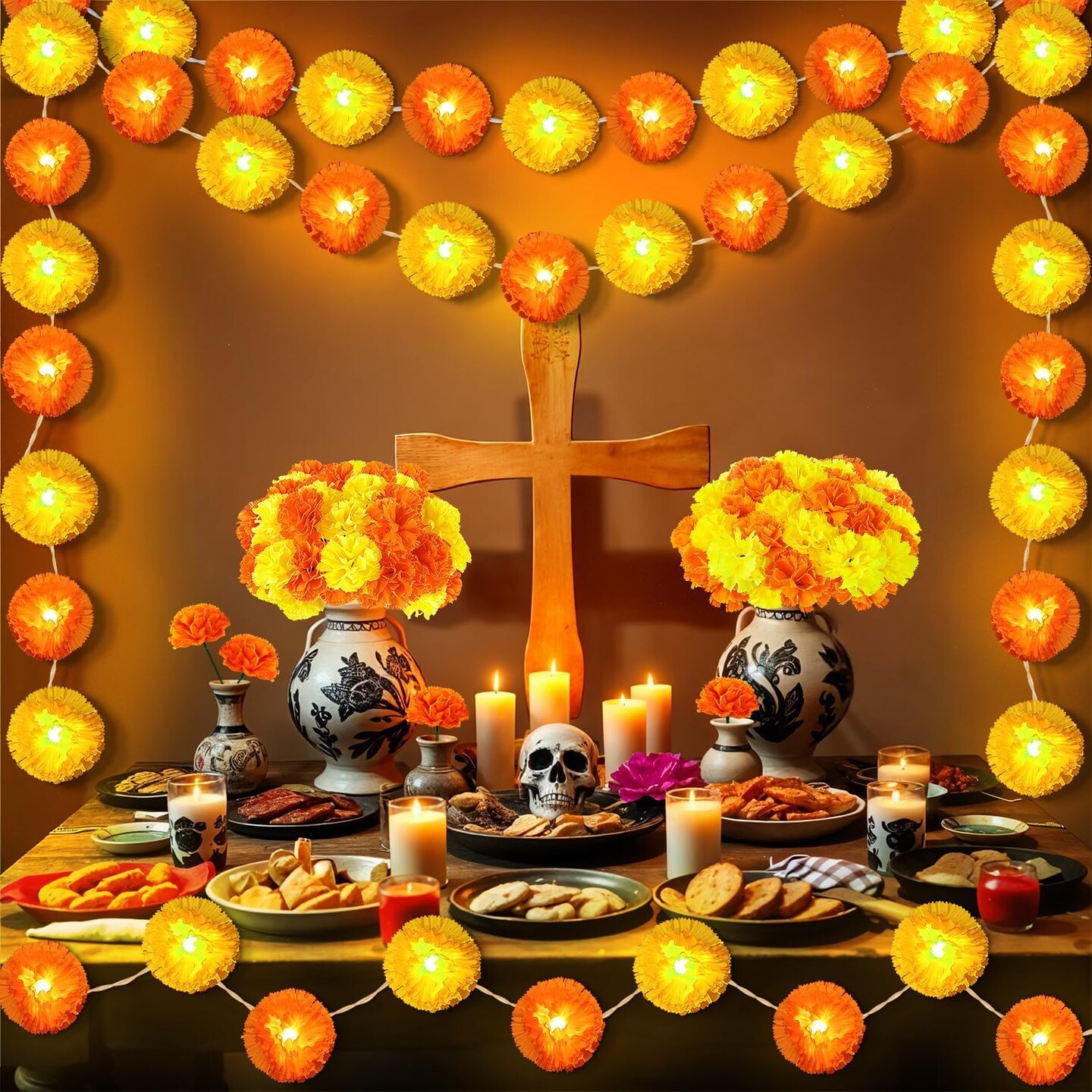 Marigold Flowers for Day of The Dead Decorations (Orange)
