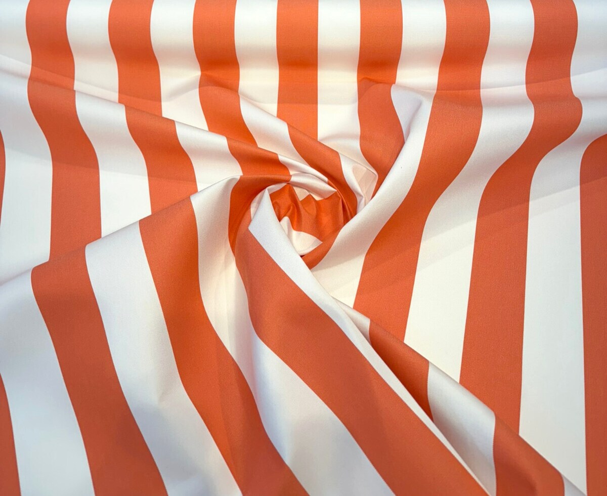 1 Yard Townsend Melon Orange Stripe Outdoor Performance Upholstery Fabric 54 Inch Width