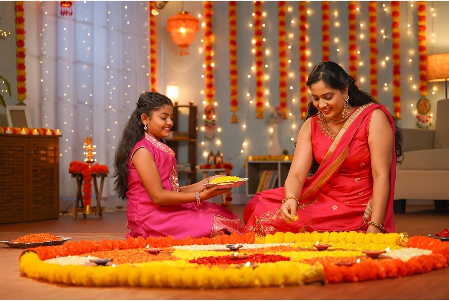 Artificial Marigold Flower(Orange)2.4&#x22;D x 2.4&#x22;W x 2&#x22;H