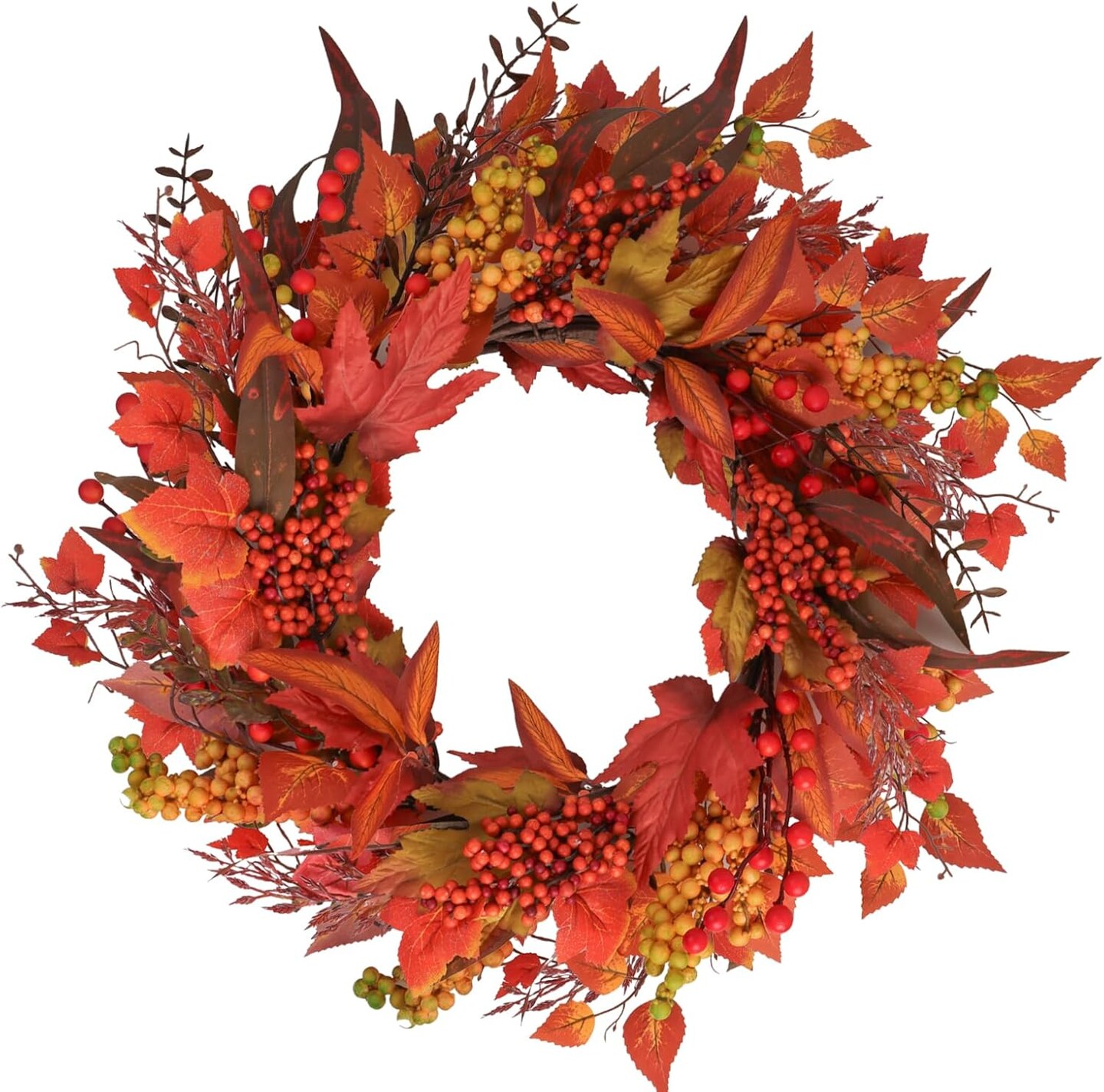 22 Inch Fall Wreath for Front Door(Berry)22