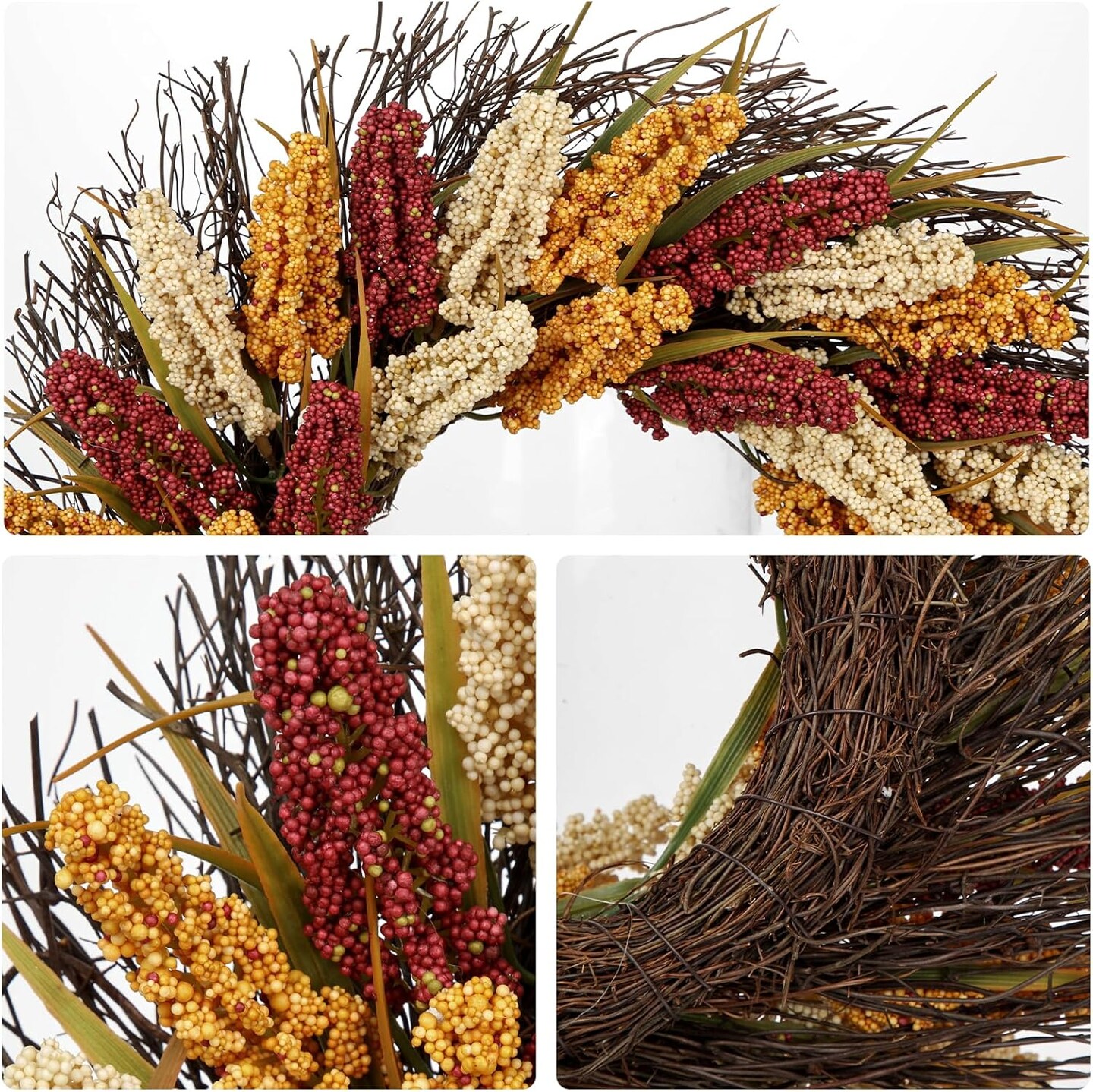 Fall Wreaths for Front Door(Multicolor)2.36&#x22;D x 16&#x22;W x 16&#x22;H