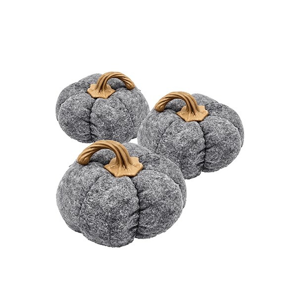 Set Of 3, 8.3x8.3x5.5 Gray Pumpkin, Pumpkin Ornament Decor For Holiday Harvest Festival Fall Festival Thanksgiving