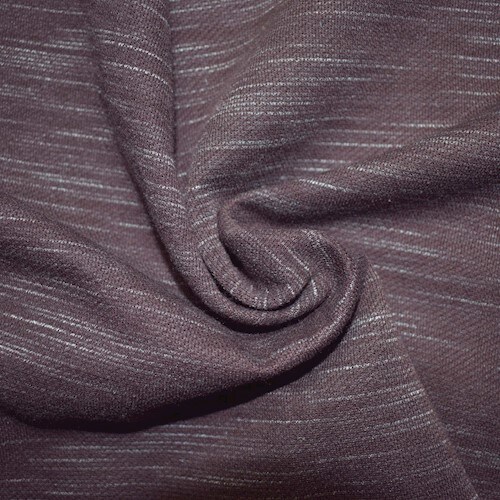 White/Brown Fleece Back Slubbed Sweatshirt Knit Fabric By the Yard