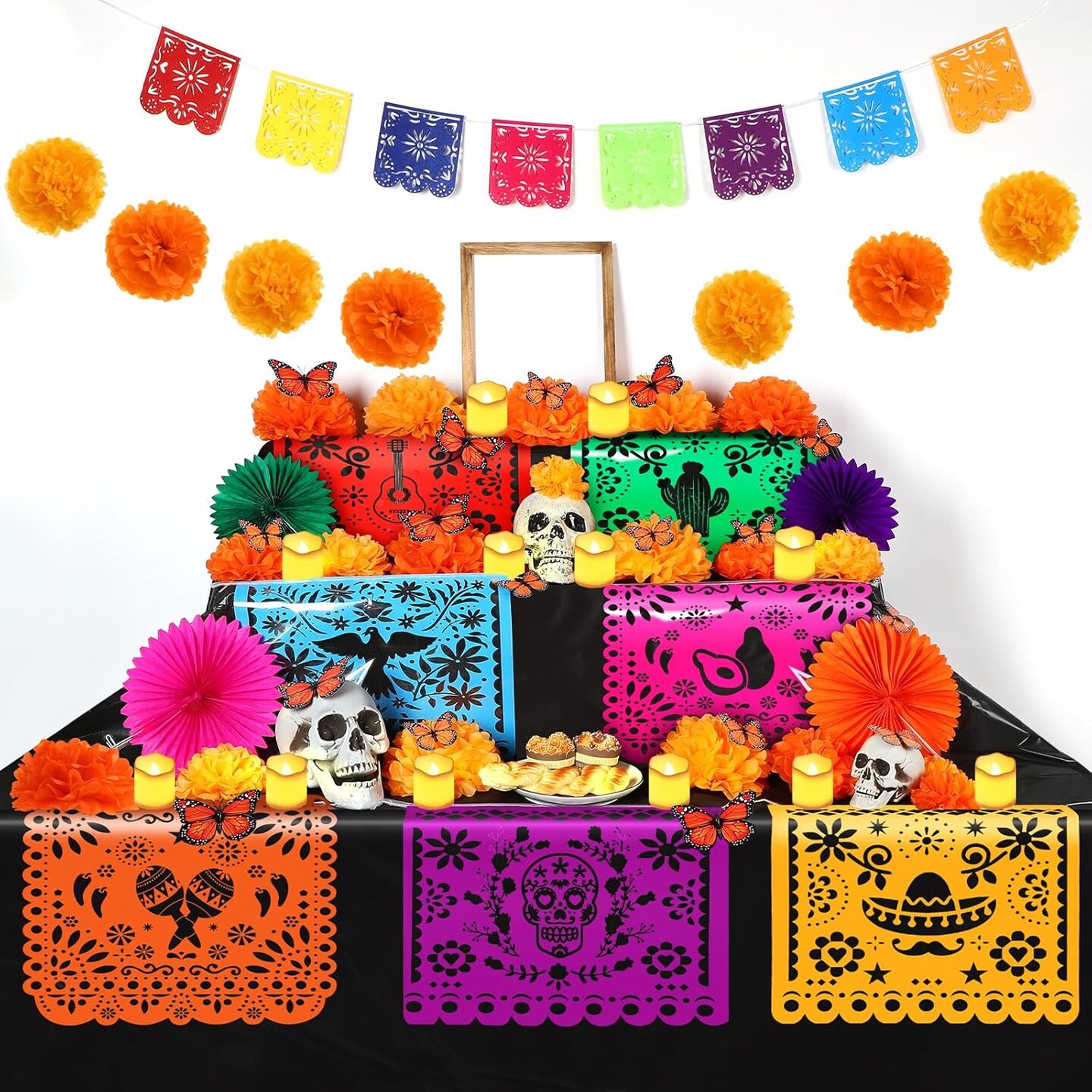 82 Pcs Day of the Dead Altar Kit(Cute Color)11.81 x 4.72 x 0.78 inches