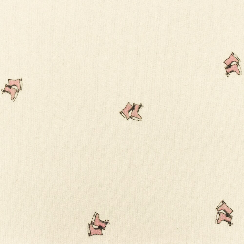 Ivory-Pink-Black Skates Printed Cotton French Terry Knit Fabric By the Yard