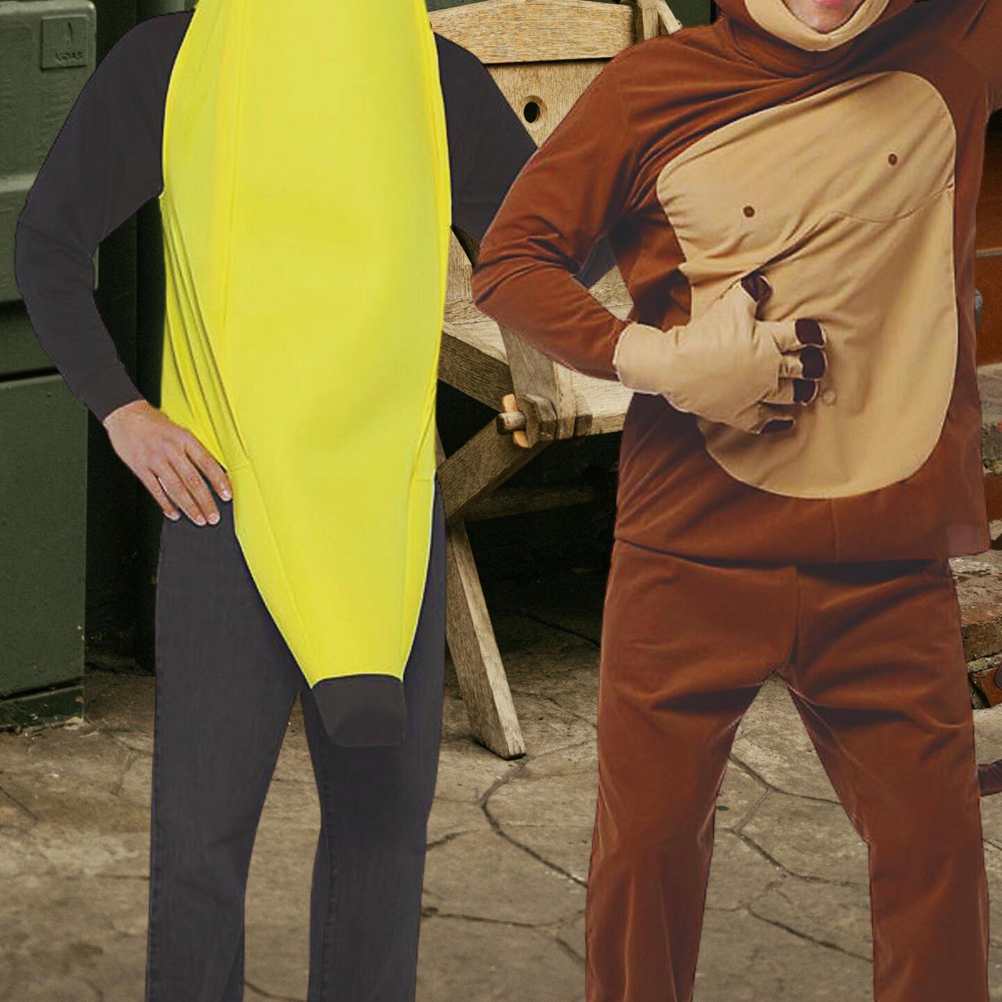 2 Pieces Banana Monkey Couples Costume Polyester Halloween Outfit