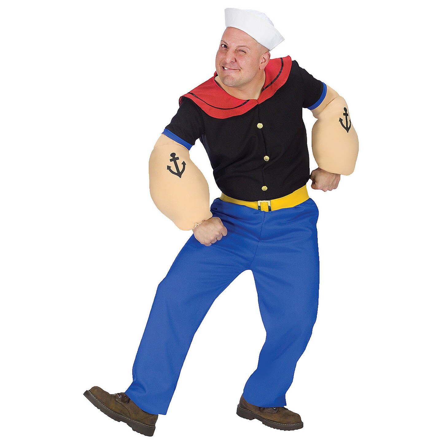 Men&#x27;s Popeye Costume Sailor Shirt Pants Hat