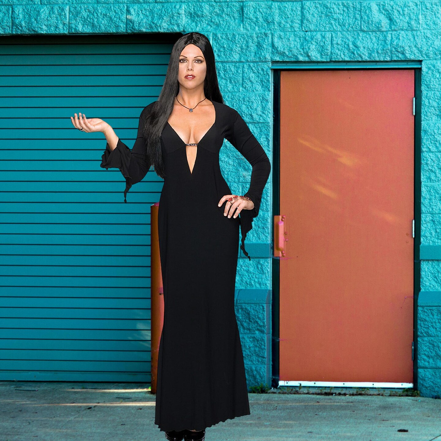 Women&#x27;s Morticia Addams Costume Plus Size Floor Length Dress Addams Family