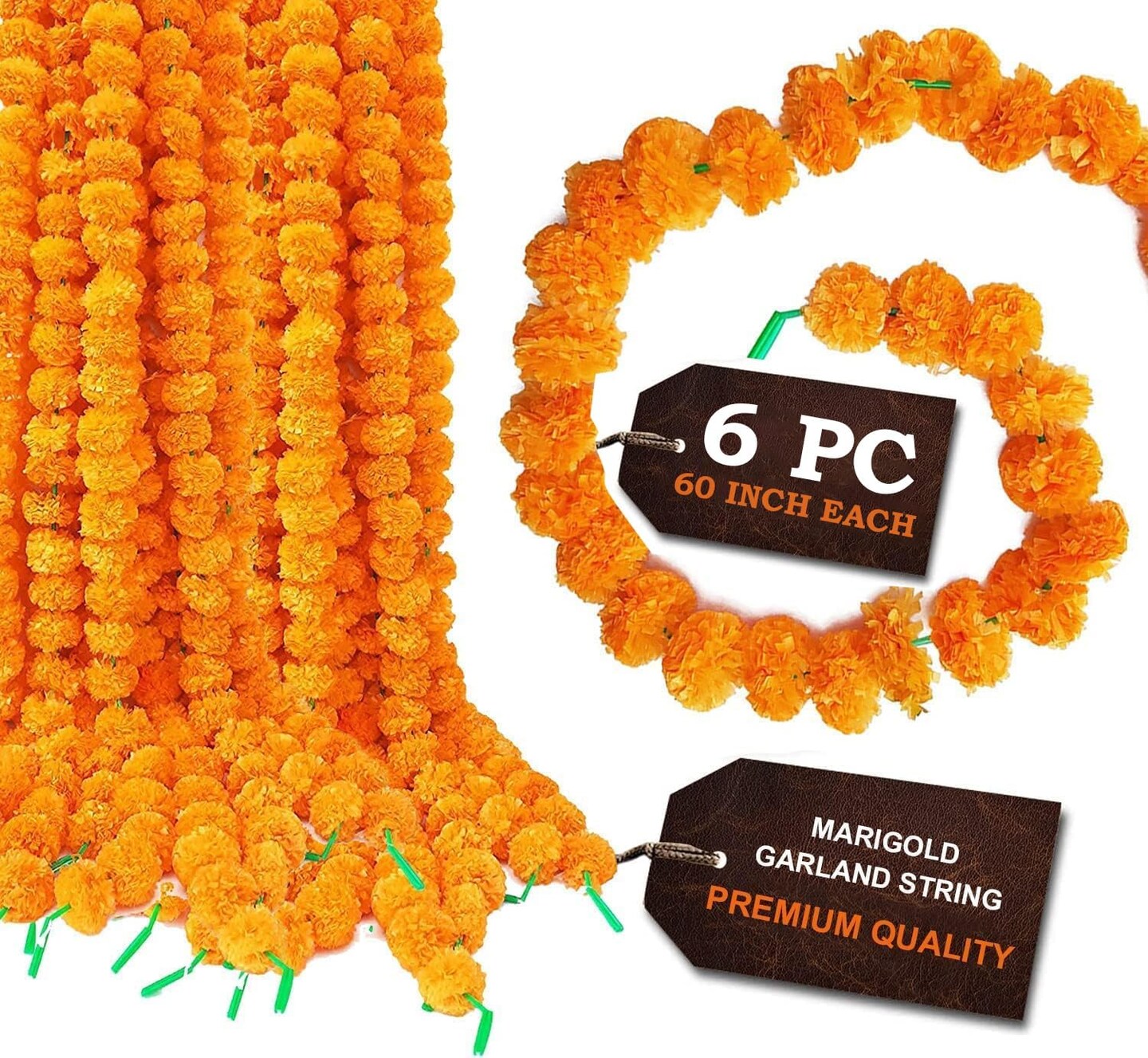 Artificial Marigold Flower Garland (Orange)