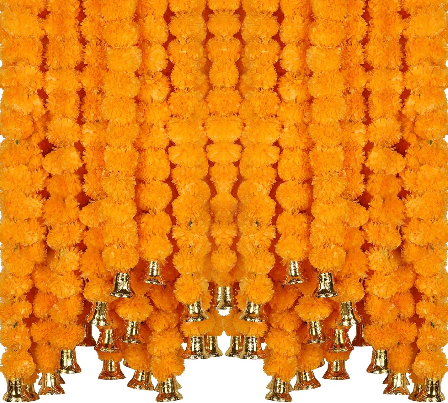 5 PC 4.5 Feet Long Strands Artificial Marigold Flowers (Mango)
