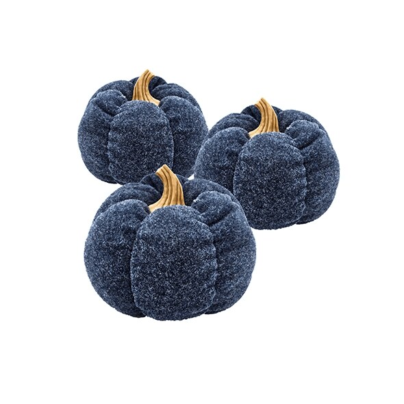 Set Of 3, 7.5x7.5x5.7 Dark Blue Pumpkin, Pumpkin Ornament Decor For Holiday Harvest Festival Fall Festival Thanksgiving