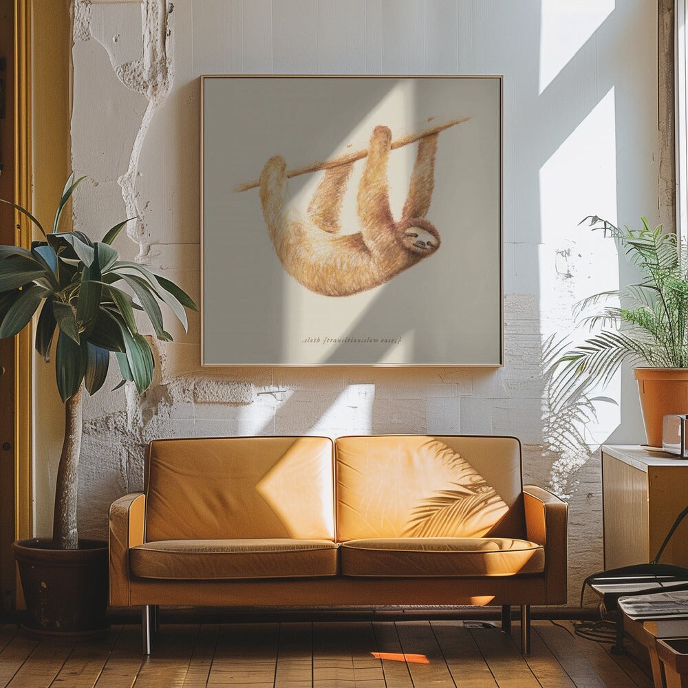 Css Animals   Sloth Square Canvas Art | Modern Home Wall Decor 24x24 Canvas - Corporate Office Art