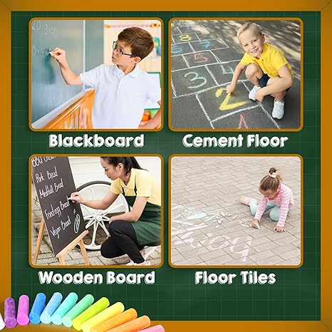 160PCS Sidewalk Chalks Set in 16 Colors: Jumbo Washable Drawing Chalk for Kids Outdoor Art, Non-Toxic Dustless Colored Giant Box Chalkboard Chalk for Toddler Painting on Blackboard, Playground, Party