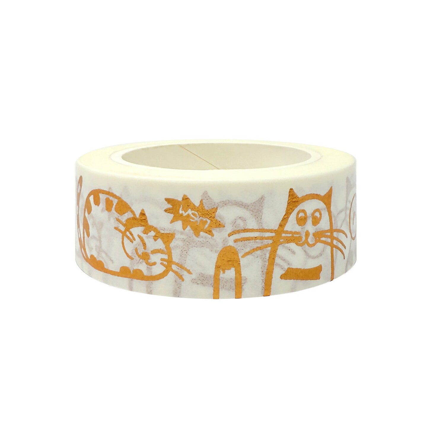 Wrapables Gold Foil Washi Masking Tape, 15mm x 10M, Golden Kitties