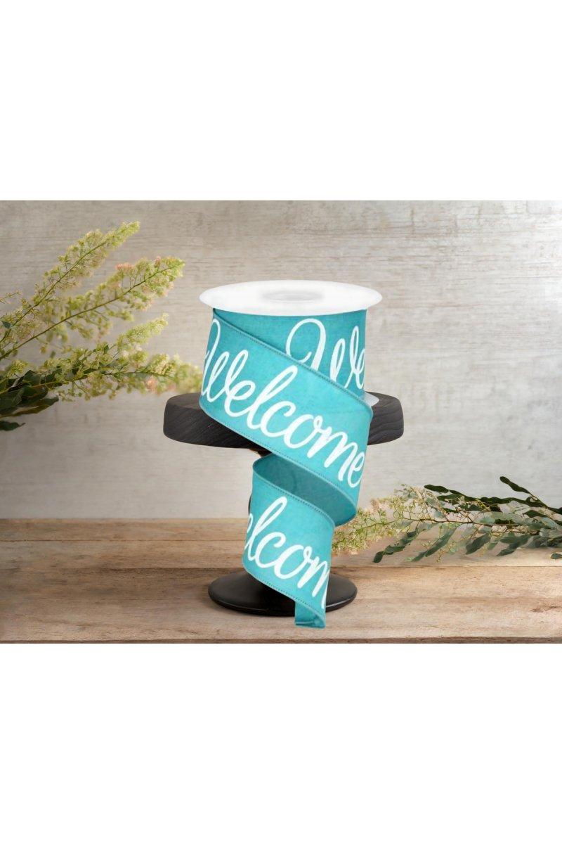 2.5&#x22; Welcome Royal Ribbon: Light Teal (10 Yards)