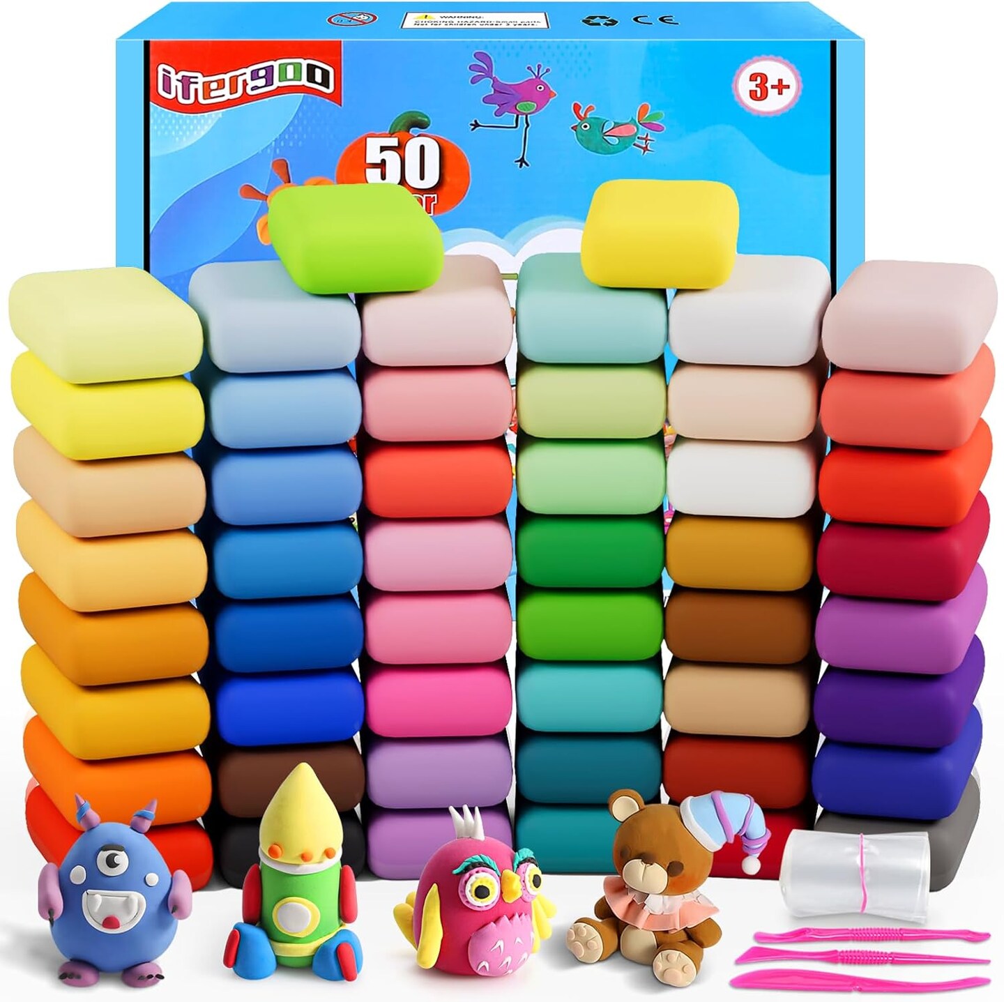 Modeling Clay - 50 Colors Air Dry Clay, DIY Molding Magic Clay for Slime add ins &#x26; Slime Supplies, Kids Toys Set for Boys and Girls