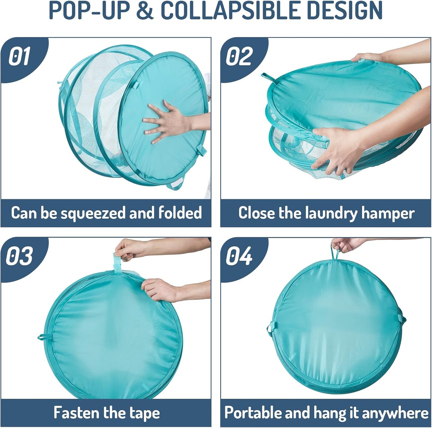 Mesh Popup Laundry Hamper 115L Collapsible Laundry Basket No Lid Extra Large Capacity Foldable Clothing Storage Basket