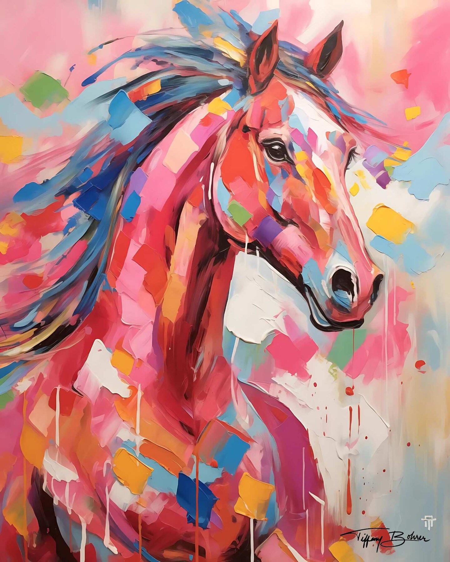 Framed and Matted Coastal Wild Color Spirit Horse - Original Art by Tiffany Bohrer, Tipsy Artist product 2