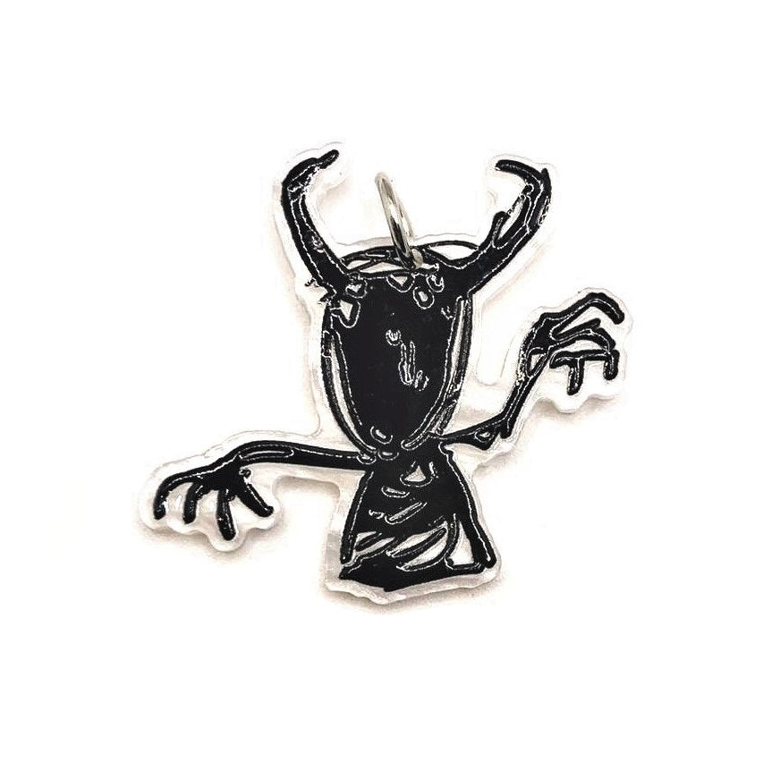 White and Black Creature Crayon Drawing Pendant Charms - 1, 4 or 20 Pieces
