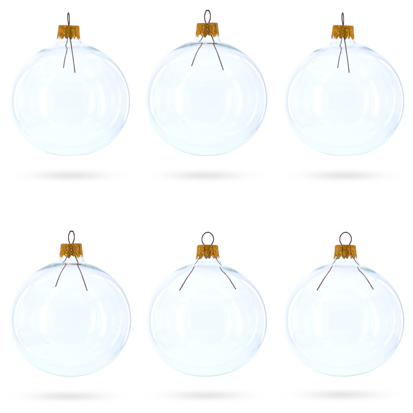 Set of 6 Clear Glass Ball Christmas Ornaments DIY Craft 3.25 Inches