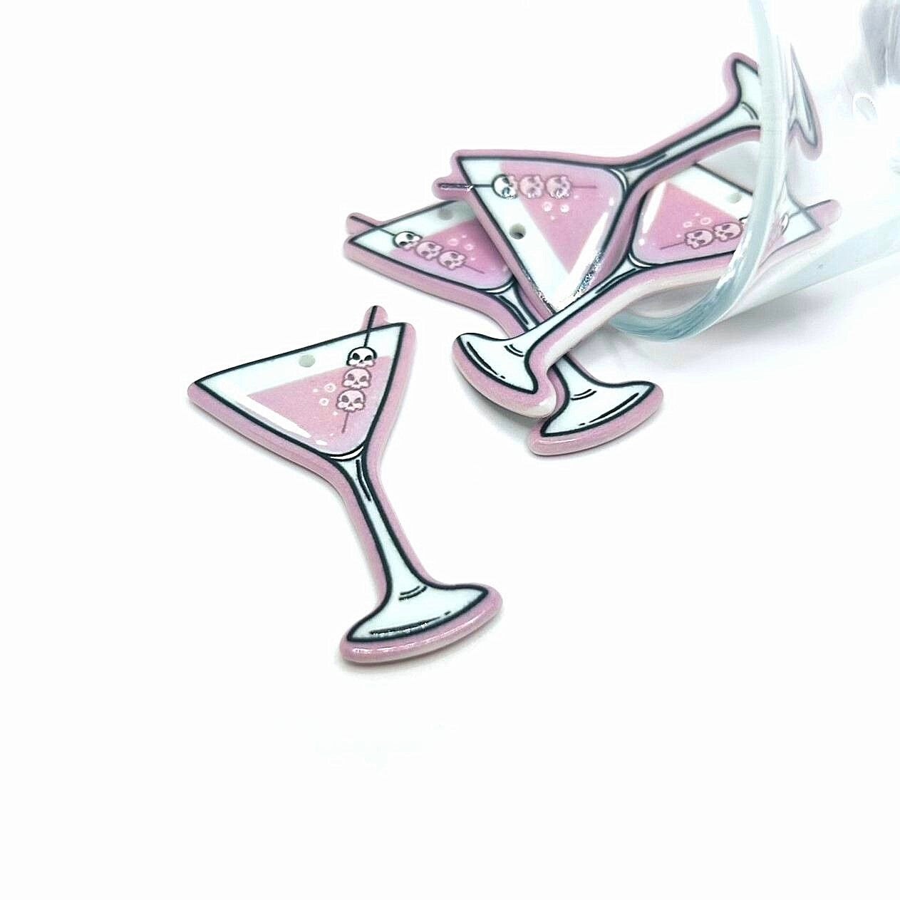 Pink Killer Martini Halloween Charms