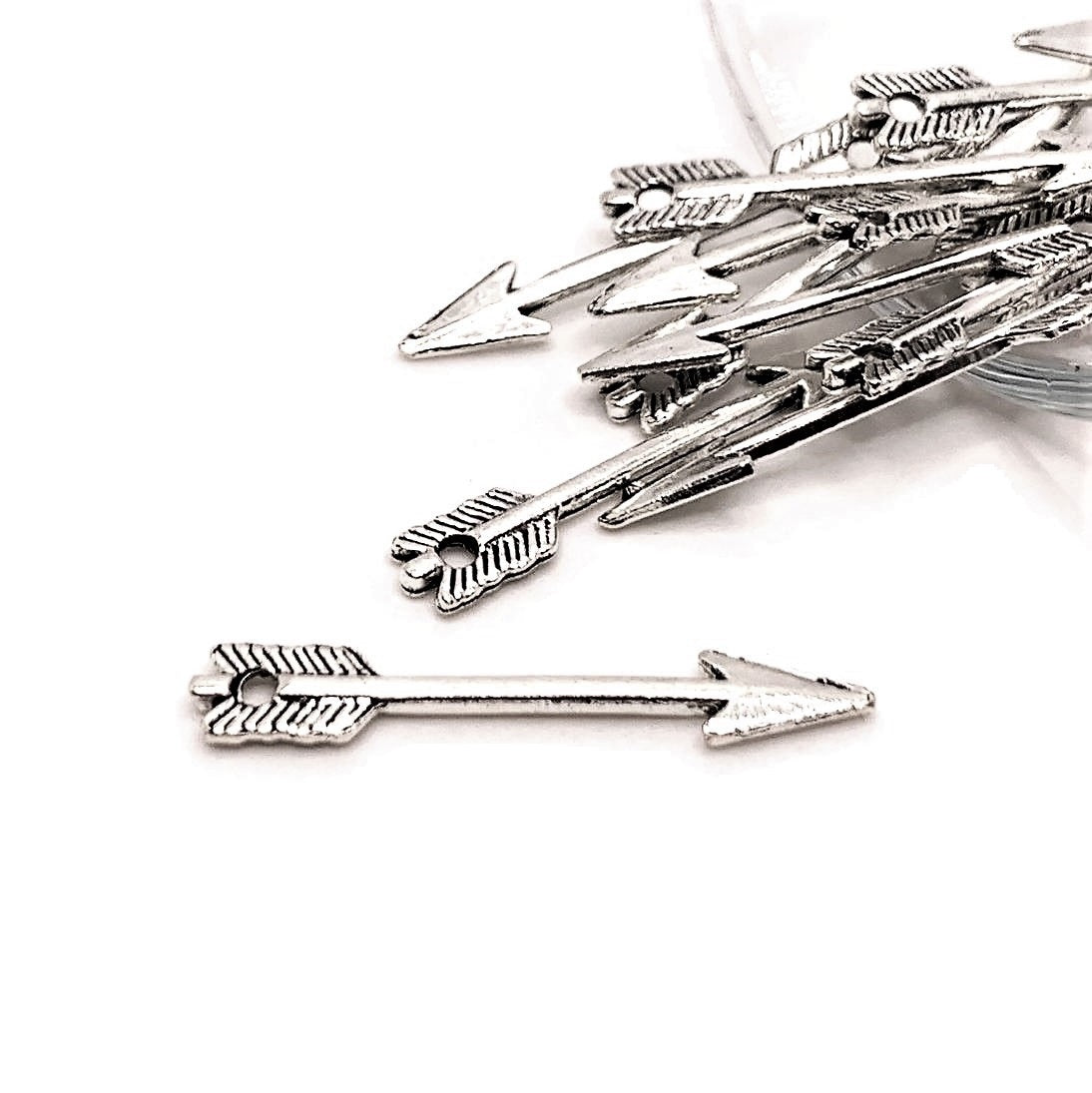 Silver Arrow Charms, 29x5mm