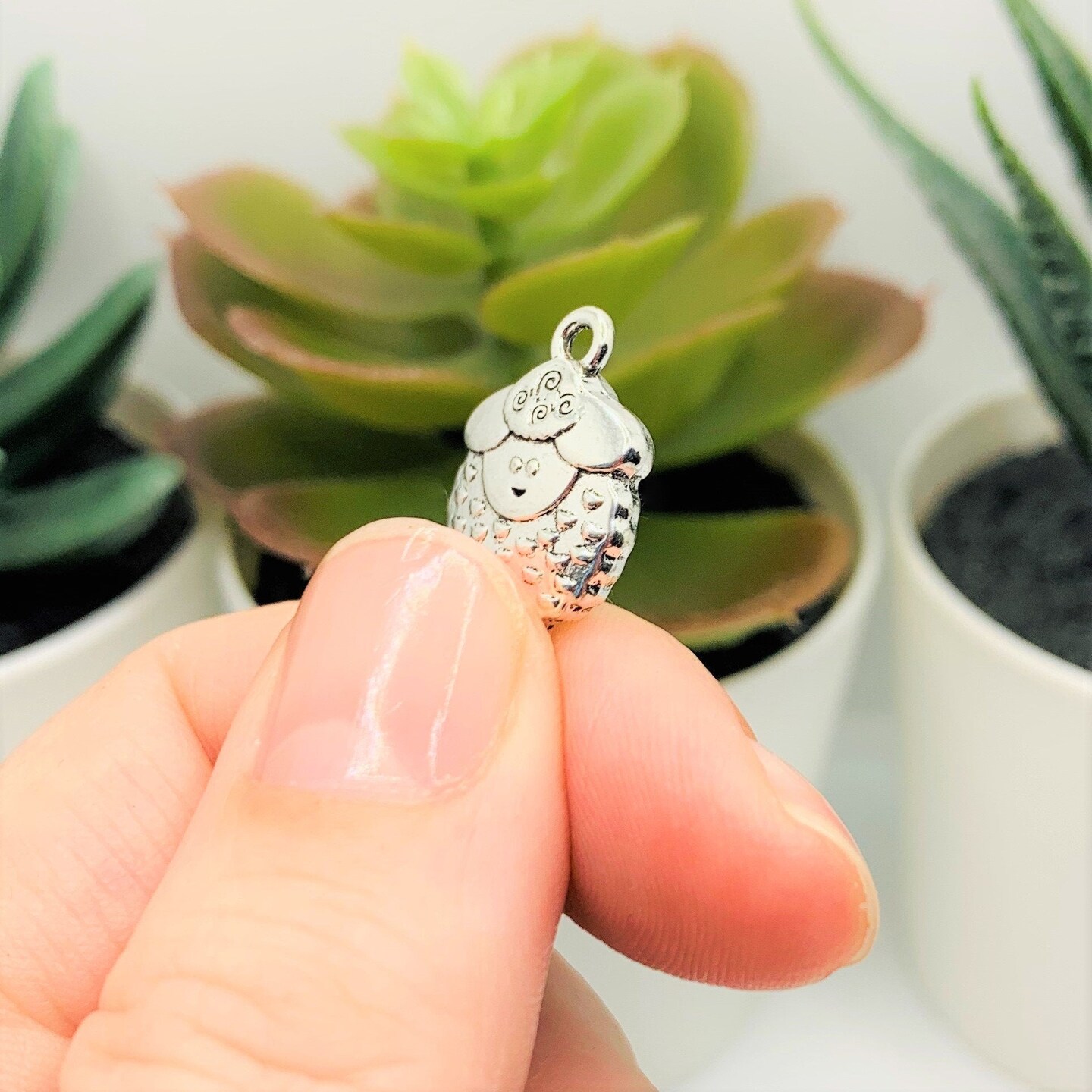 Silver Sheep and Lamb Charms, 20x13mm