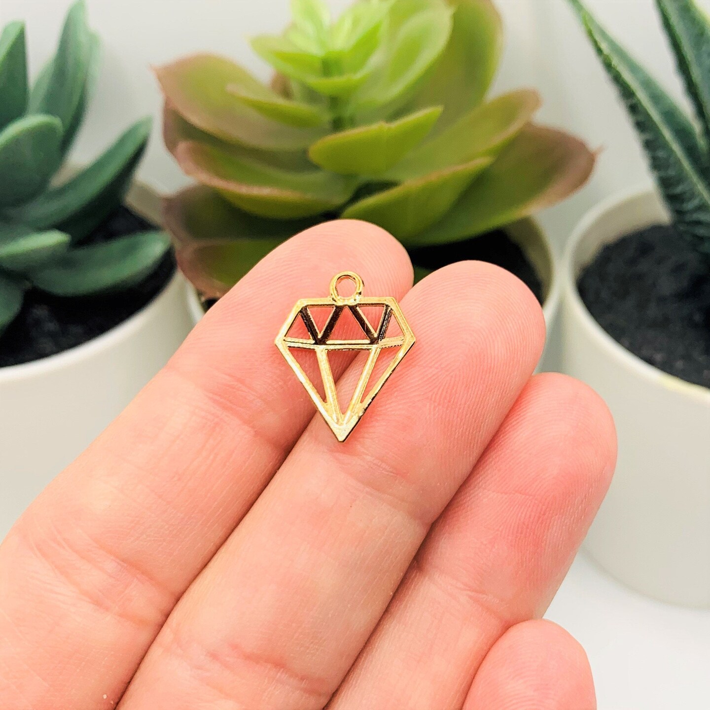 Gold Diamond Shape Charms, 16x14mm