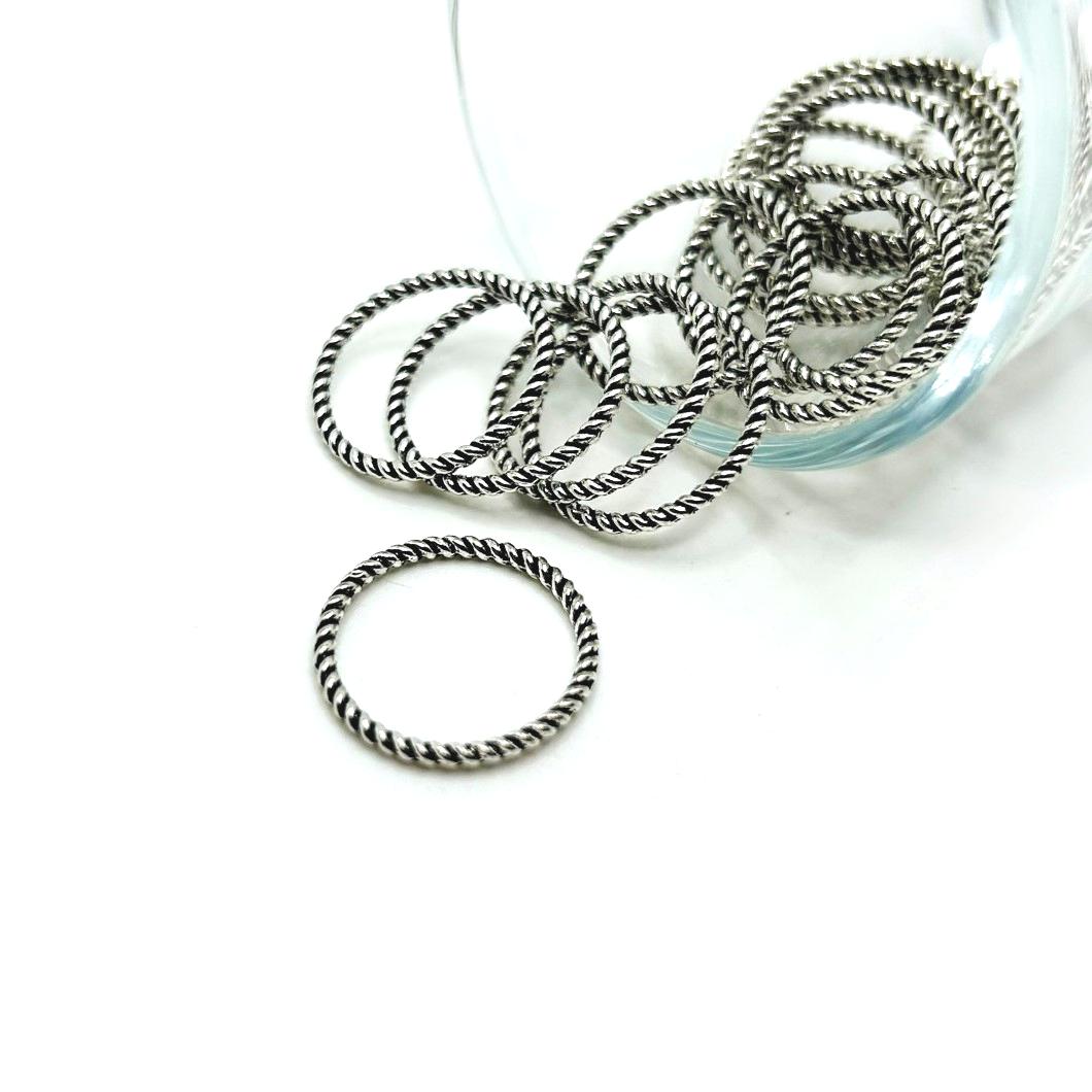 18mm, Silver Closed Decorative Connector Jump Rings