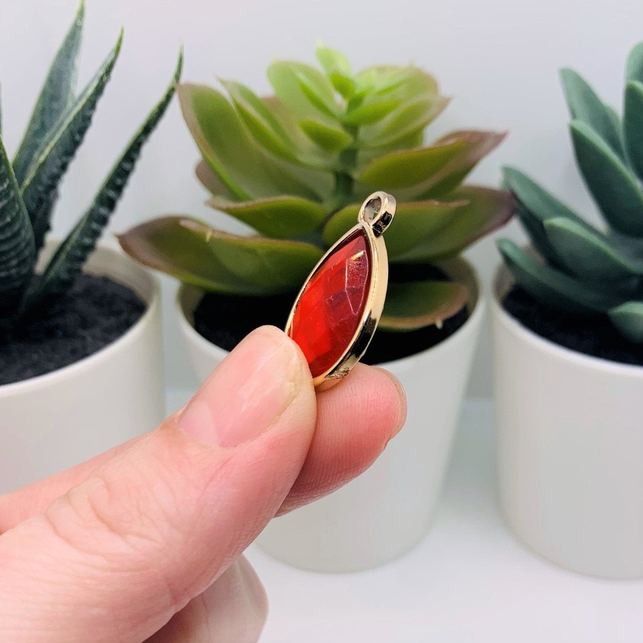Red Orange and Gold Acrylic Teardrop Charms, 25x16mm