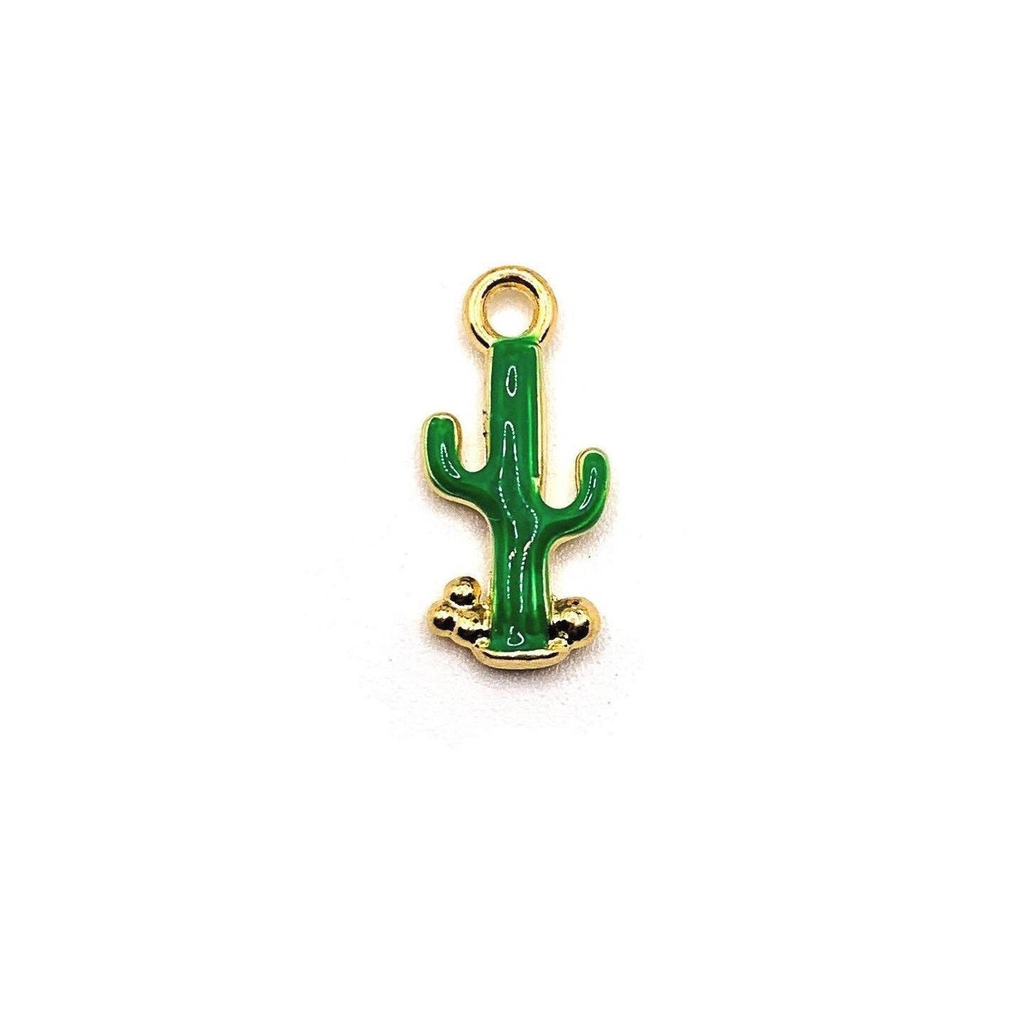 Green and Gold Saguaro Cactus Charms, 20x9mm