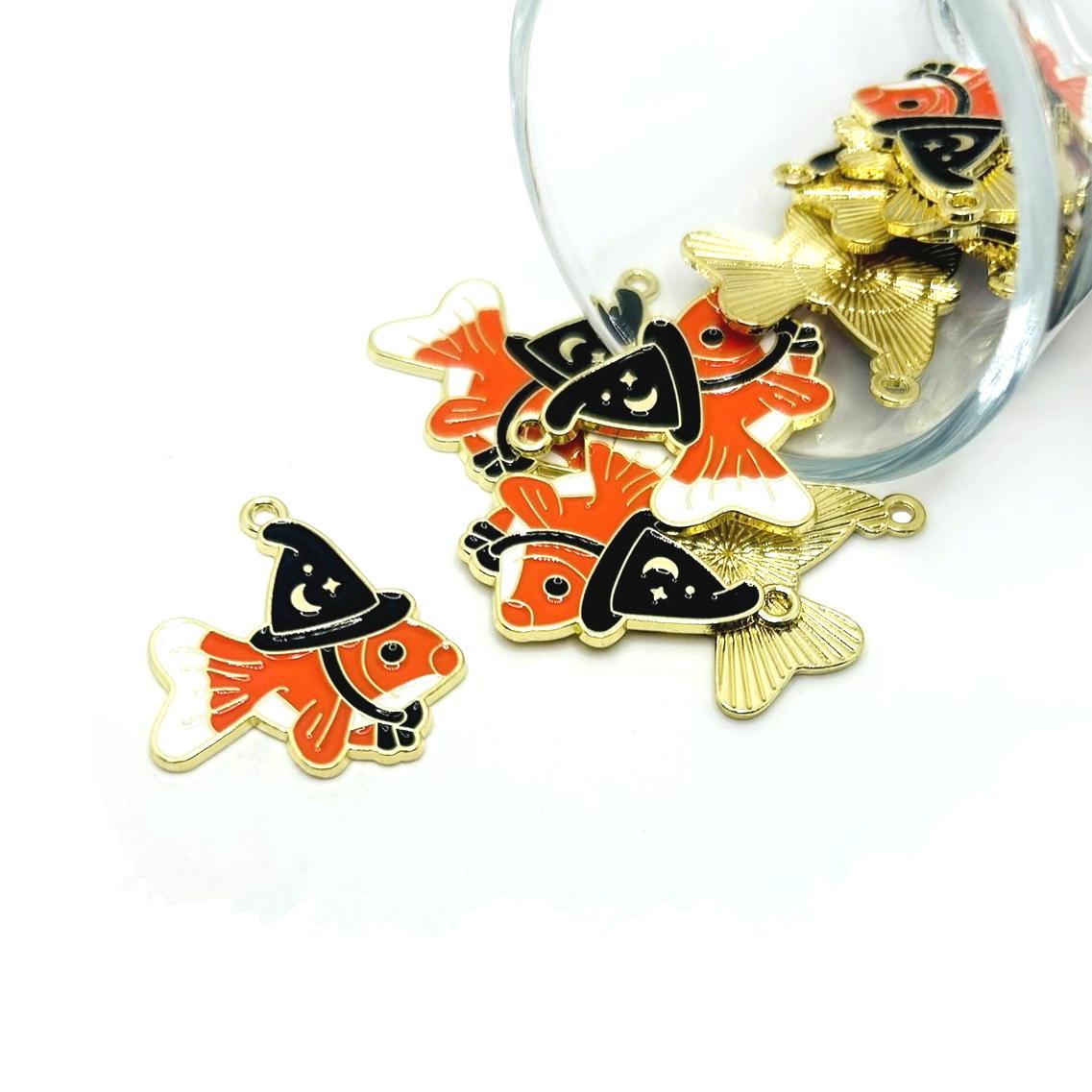 Witch Fish Halloween Charms, 28x25mm