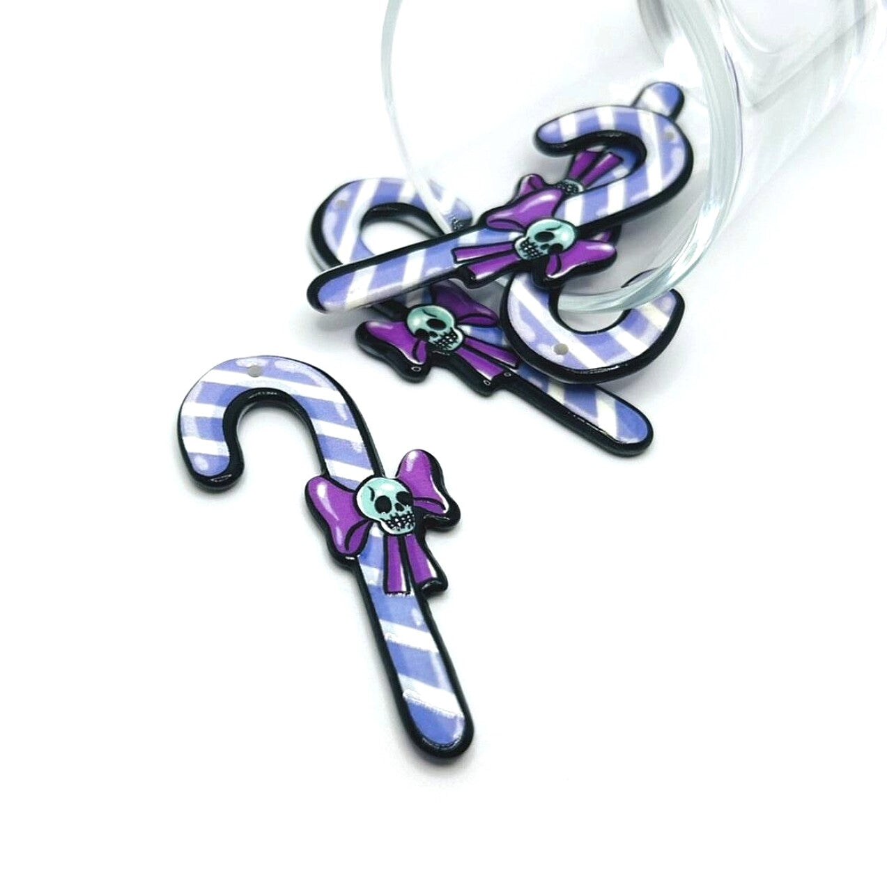 Creepy Christmas Candy Cane with Skull Charms, 58x29mm