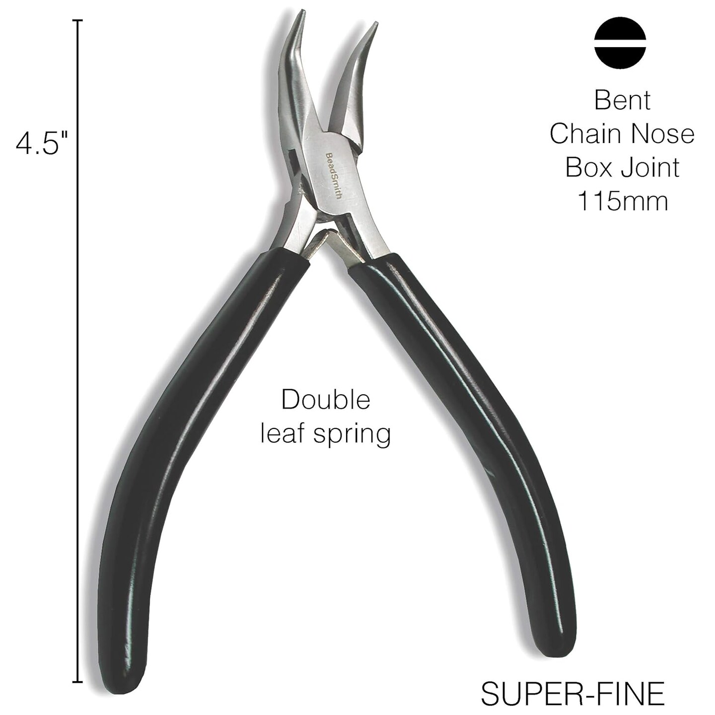 The Beadsmith Bent Chain Nose Pliers &#x2013; Extra Fine Tips &#x2013; 4.5 inches (114mm) &#x2013; PVC Grip Handle with Double Leaf Springs &#x2013; Jewelry Making Tool for Creating Bracelets, Earrings and Necklaces