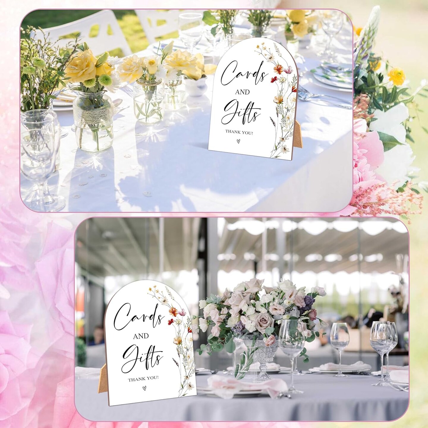 6 x 8 Inch Arch Wooden Tabletop Sign with Stand