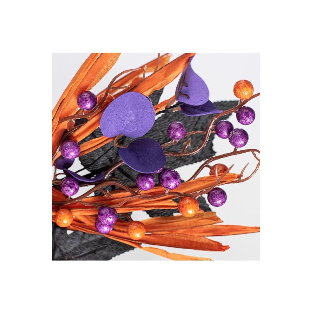15&#x22; Pumpkin, Berries, Leaves and Grass Pick: Purple