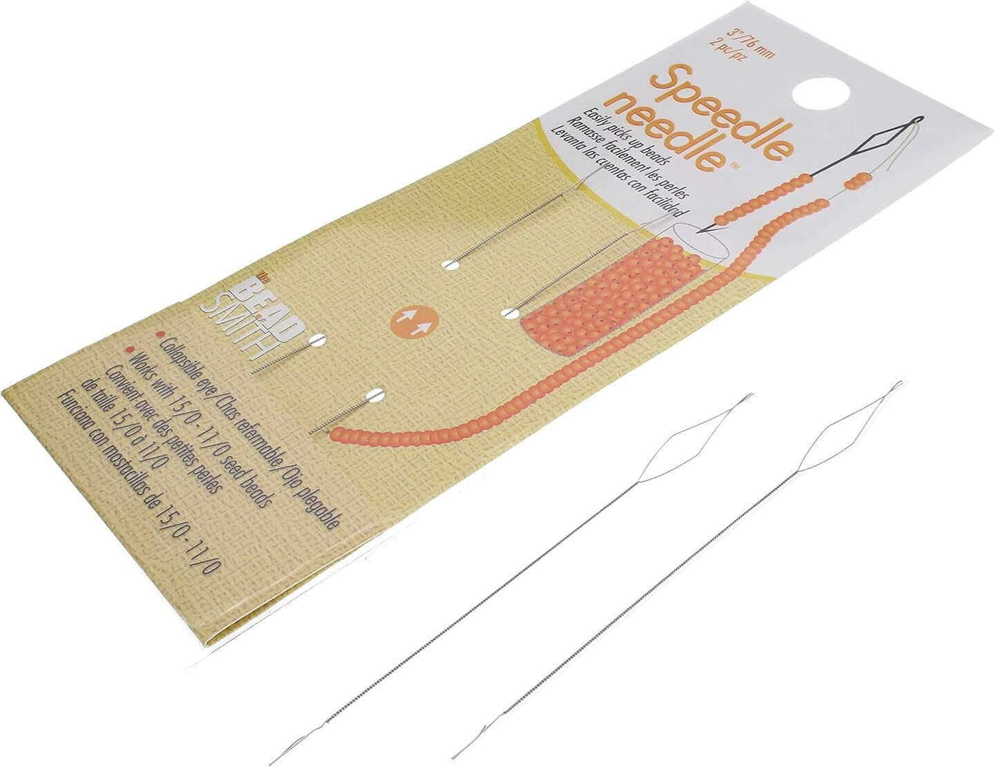 The Beadsmith Speedle Needle, 3 inches (76mm), 2 Pieces per Pack, Quickly and Efficiently Load Beads onto Your Thread, Works Best with 15/0 – 11/0 Seed Beads