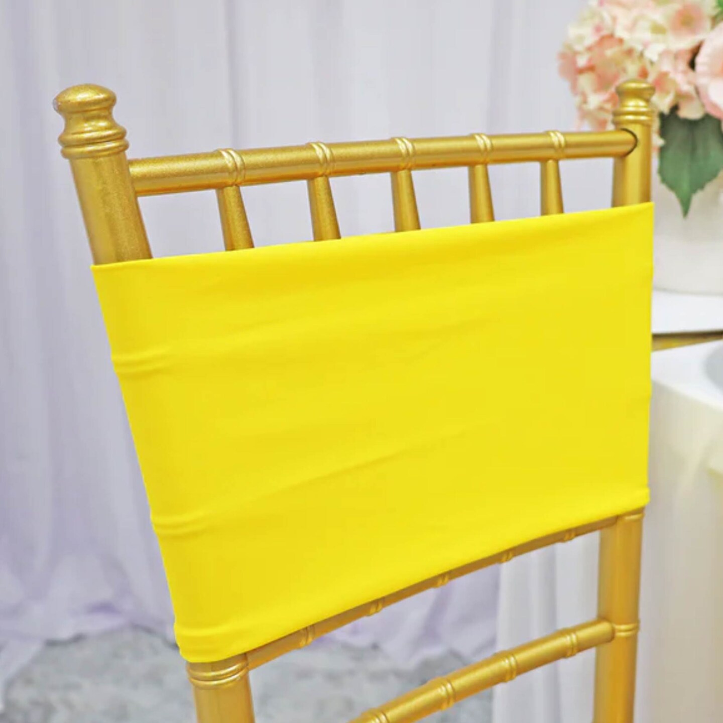 10 Pieces Canary Yellow Stretch Spandex Chair Bands 7 x 13 Inches