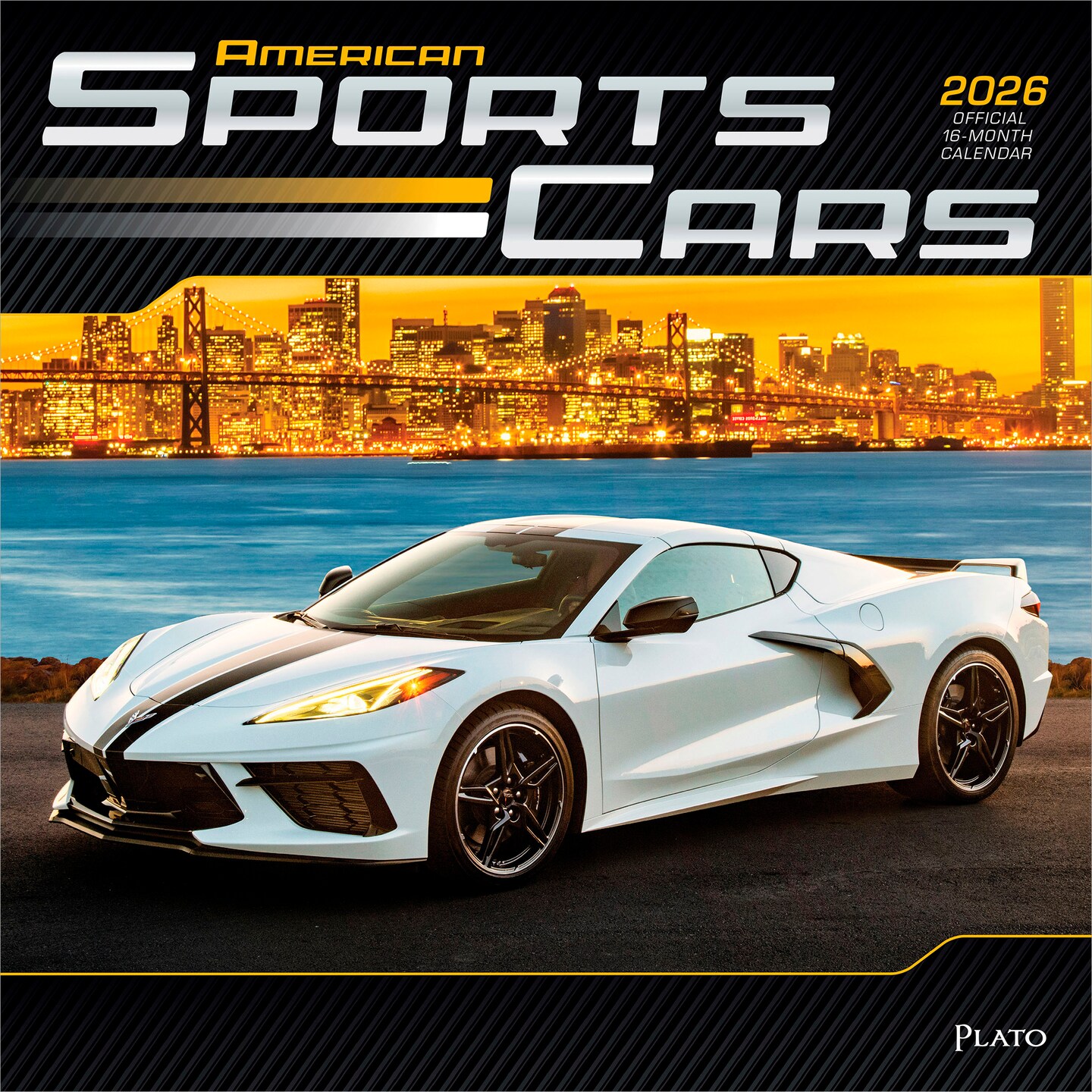 American Sports Cars OFFICIAL | 2026 12 x 24 Inch (Hanging) Monthly Square Wall Calendar | Foil Stamped Cover