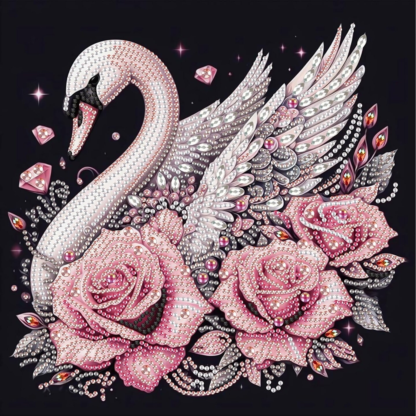 Diamond Art Painting Kits for Adults Swan, 5D Special Shape Diamond Art Kits for Beginners, Crystal Rhinestones Diamond Art Painting for Home Wall Decoration Gift 12×12inch