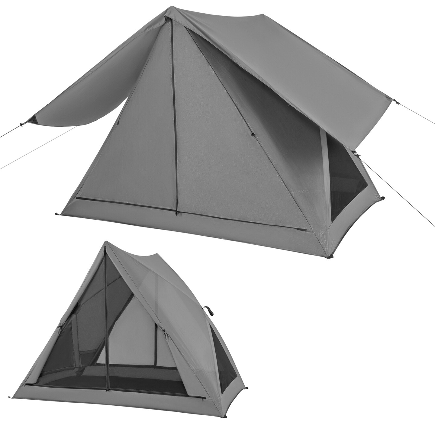 Grey Pop-Up Camping Tent 2-3 Person 360° Mesh Privacy Outdoor Shelter