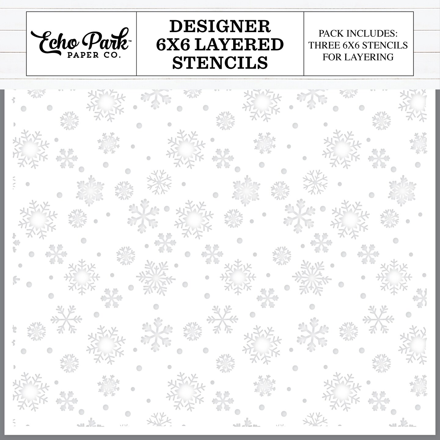 Echo Park Designer Layered Stencil 6&#x22;X6&#x22;-Winter Snowflake Sky